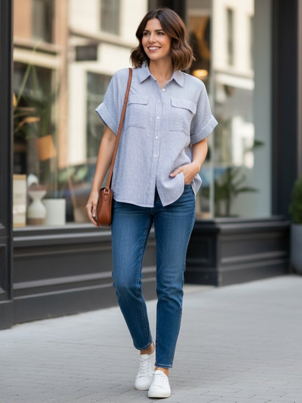 Caslon Double Pocket Linen Blend Camp Shirt NWT XL